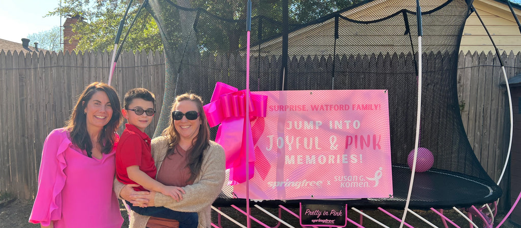 Springfree Trampoline Surprises Dallas Breast Cancer Survivor with Limited-Edition Pink Trampoline