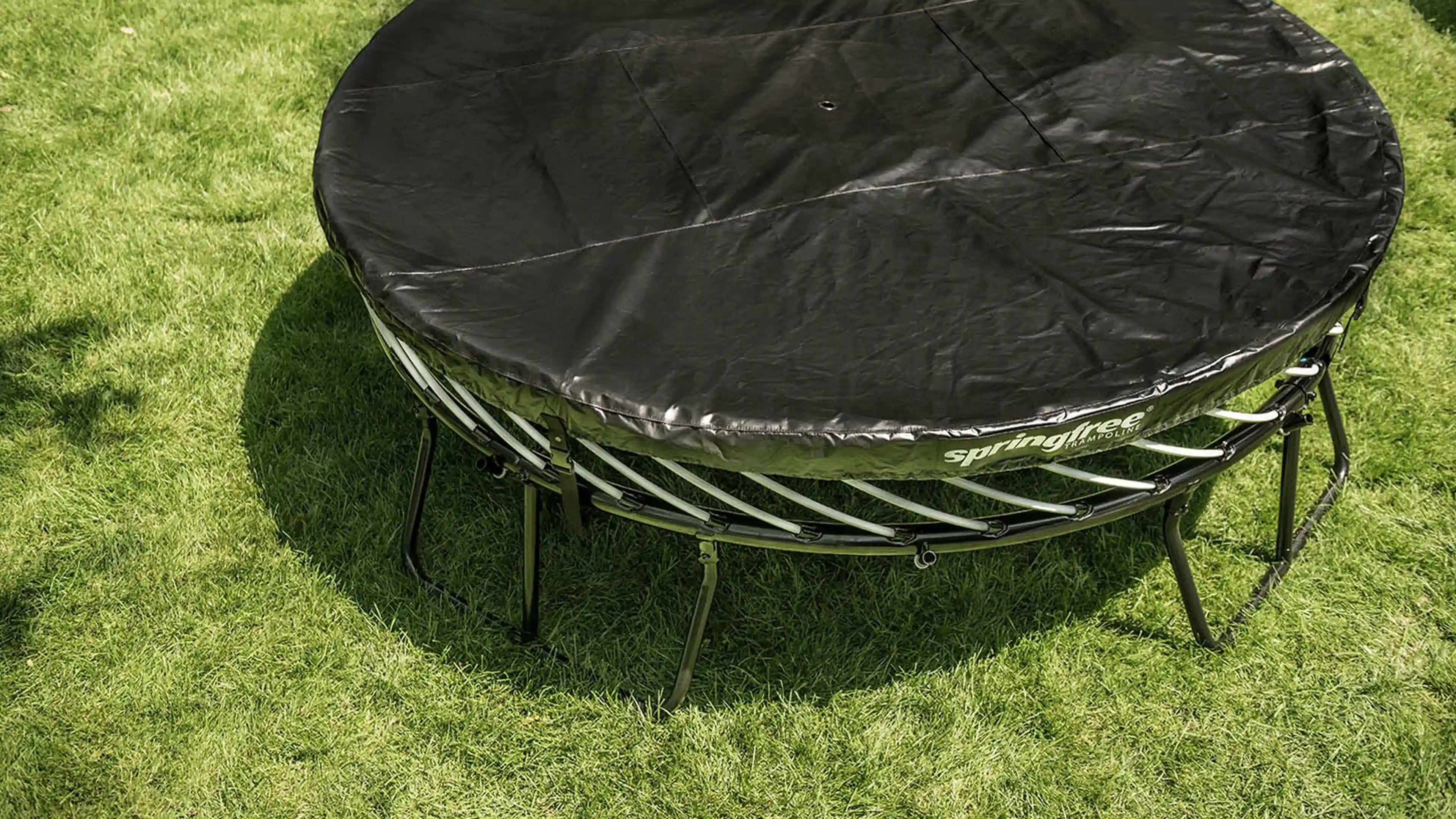 outdoor trampoline with a cover